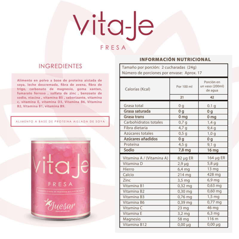 Suplemento Multivitamínico Vita J.E. Sabor a Fresa - Imagen 2